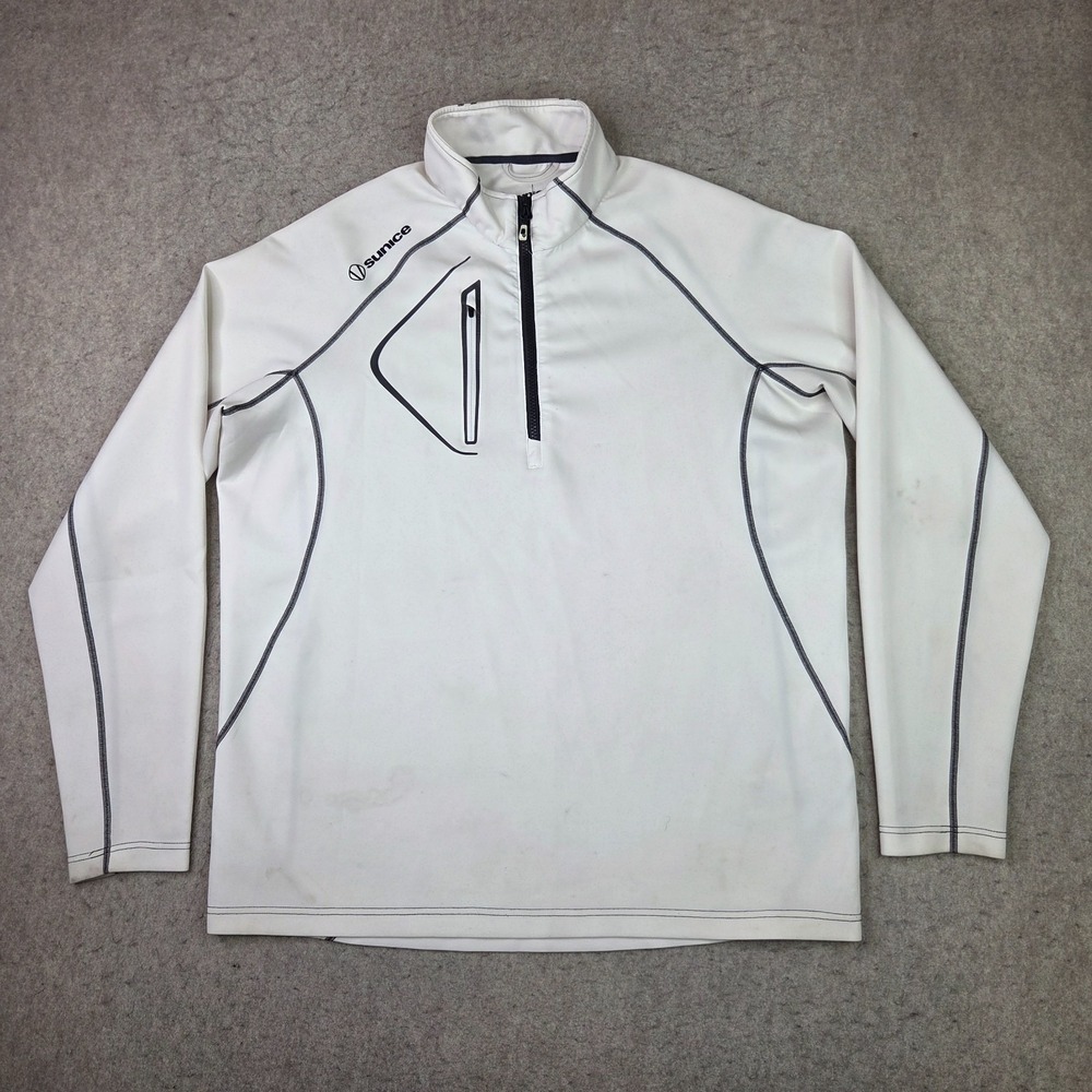 Sunice Jacket Mens XL White Performance 1/4 Zip Pullover Golf Active Stretch